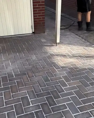 Tuin en oprit in Winschoten na het reinigen